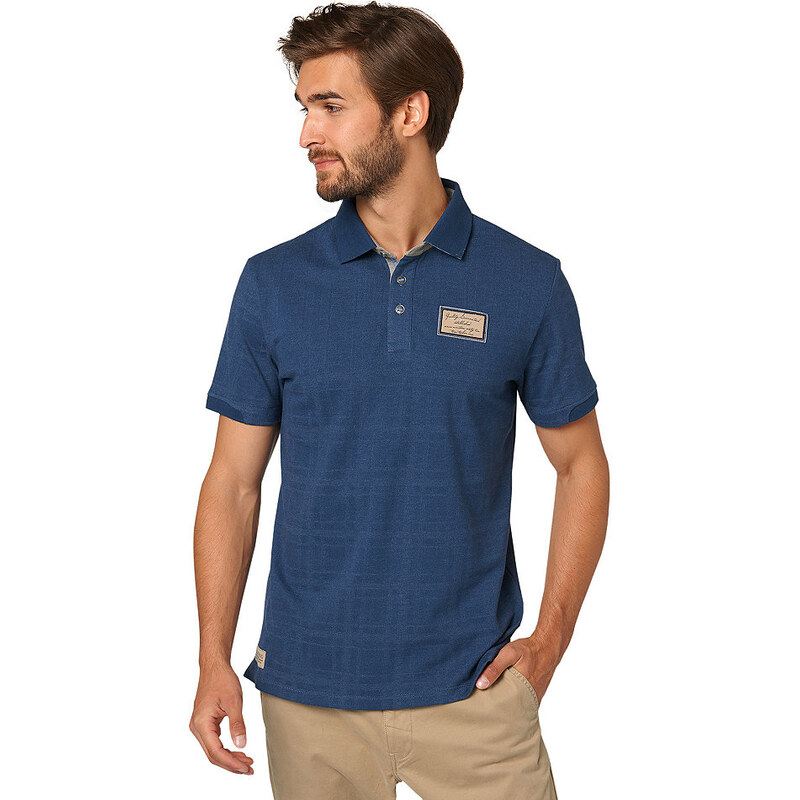 Tom Tailor Poloshirt strukturiertes Polo-Shirt mit Badge blau XL
