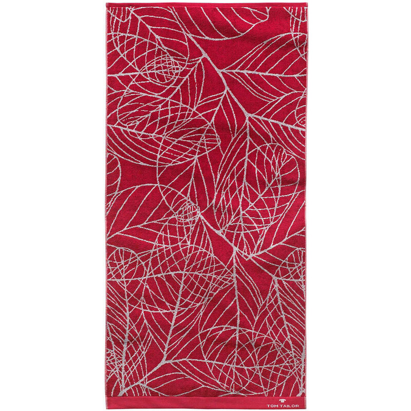 Badetuch Leaves mit Blatt-Motiven Tom Tailor rot 1x 70x140 cm