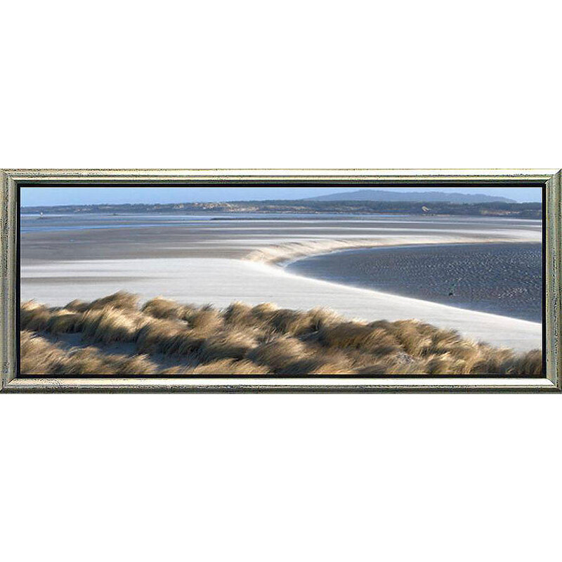 PREMIUM PICTURE Schattenfugenbild Dünen und Strand 95/33 cm blau