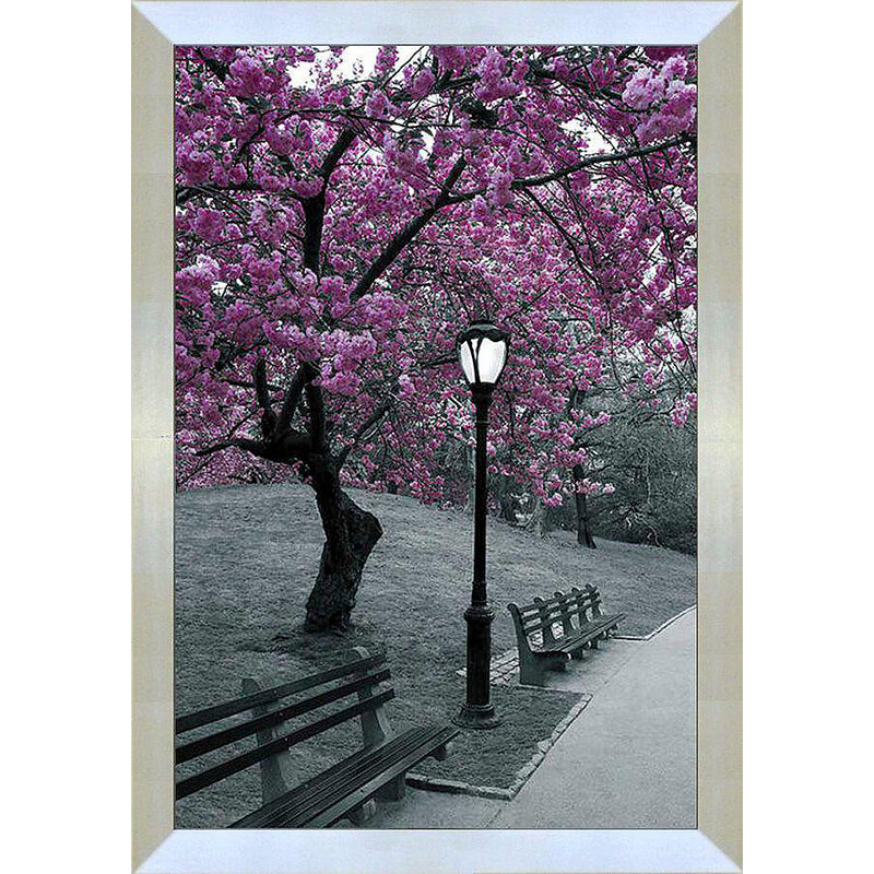 PREMIUM PICTURE Wandbild Wegrand im Park 60/90 cm lila