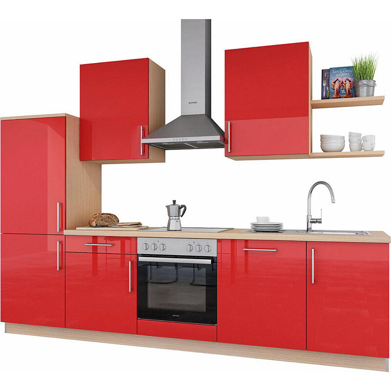 SET ONE BY MUSTERRING set one by Musterring Küchenzeile Turin mit E-Geräten Breite 290 cm rot