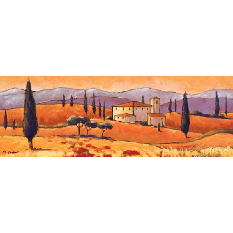 Bild Kunstdruck Toskanische Landschaft 100/35 cm HOME AFFAIRE orange