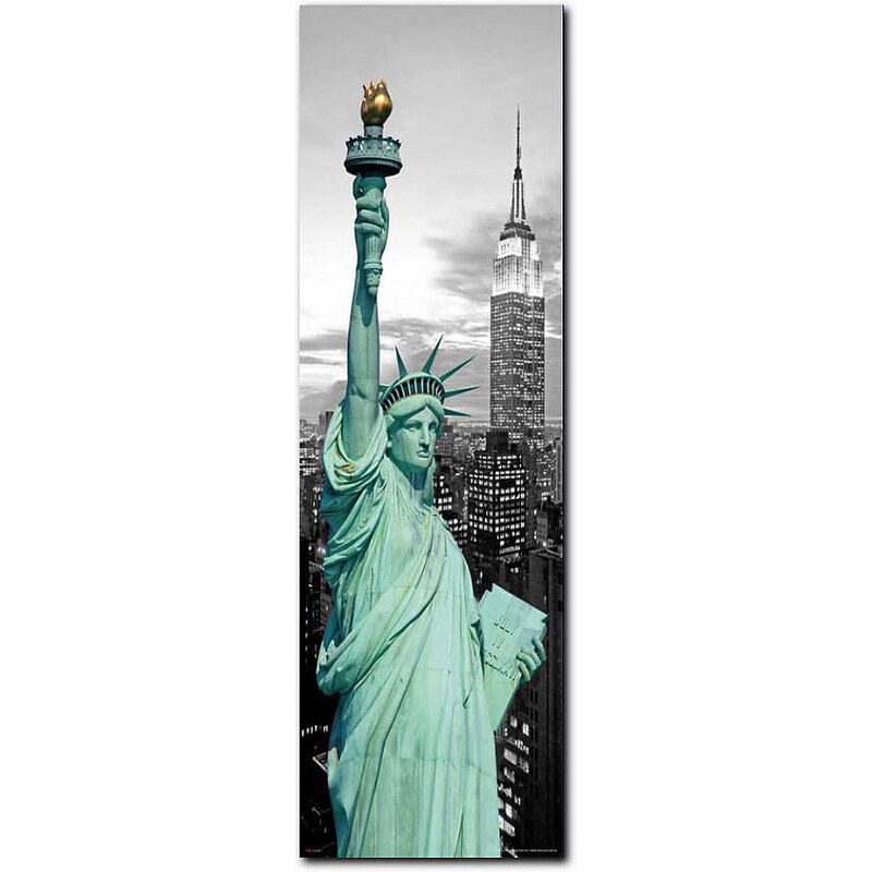 Wandbild New York Freiheitsstatue PREMIUM PICTURE grau 30 x 90 cm