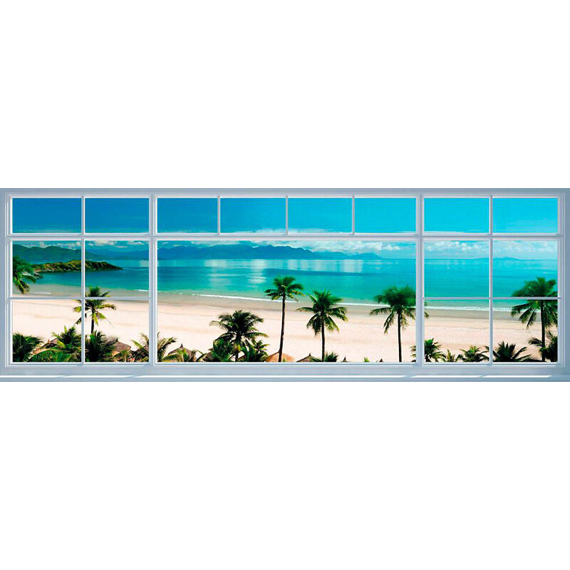 HOME AFFAIRE Deco Block Strand Fenster 118/40 cm blau