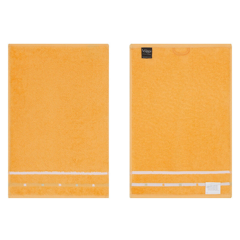 Vossen Gästehandtücher Quadrati mit feiner Bordüre orange 3x 30x50 cm