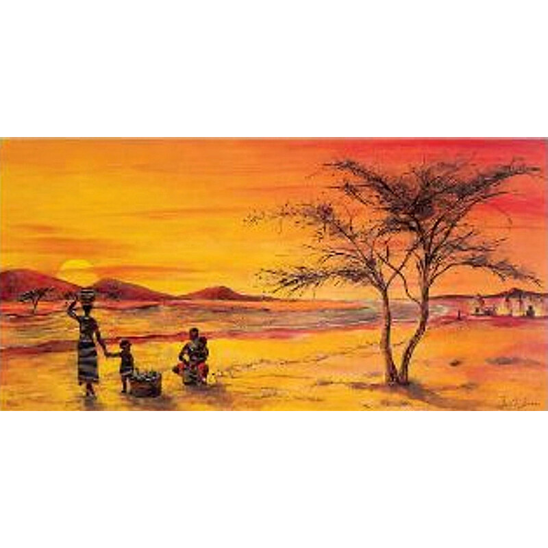 HOME AFFAIRE Bild Kunstdruck F. Jones African life II 100/50 cm orange
