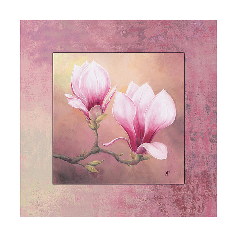 Artland Wandbild mit Designer-Rahmen Late Magnolia 50,4/50,4 cm rosa
