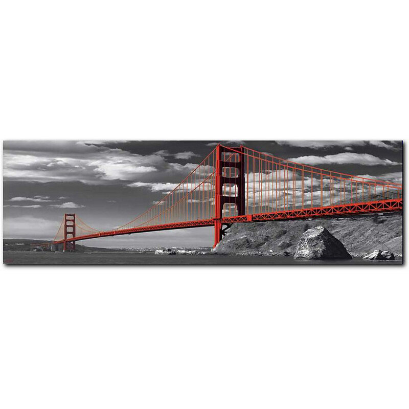 Wandbild Golden Gate Bridge 90/30 cm PREMIUM PICTURE grau