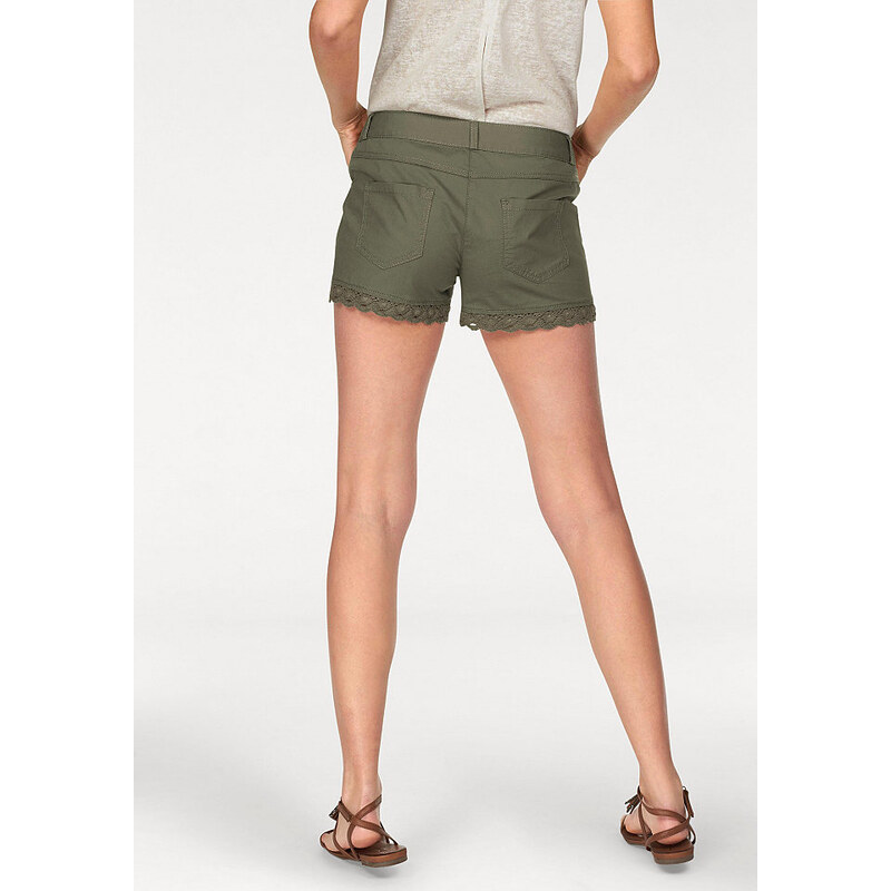 Aniston Damen Shorts mit Häkelspitze etwas niedrige Leibhöhe grün 34,36,38,40,42