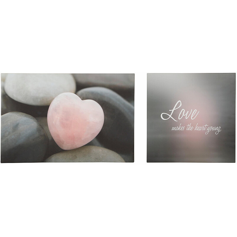 Leinwandbild Love makes the heart young Maße (B/H): 150/60 cm HOME AFFAIRE rosa