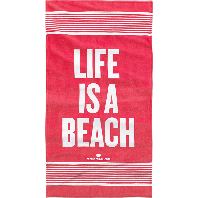 Strandtuch Life mit coolem Spruch Tom Tailor rot 1x 85x160 cm