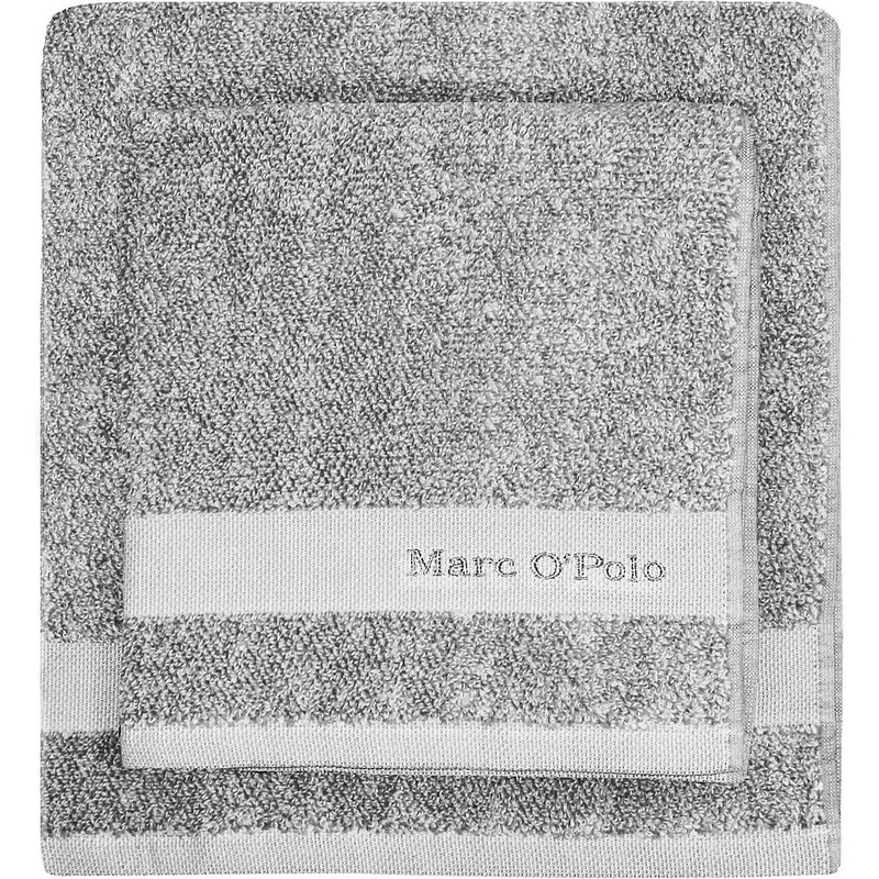 Badetuch Home Melange mit Logostickerei MARC O'POLO HOME grau 1x 70x140 cm