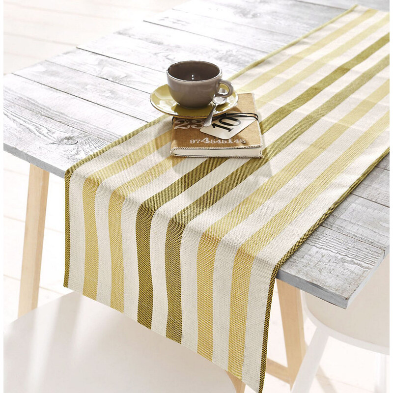 Hossner Tischdecke mit Streifen Baur gelb Tischläufer 40x130 cm