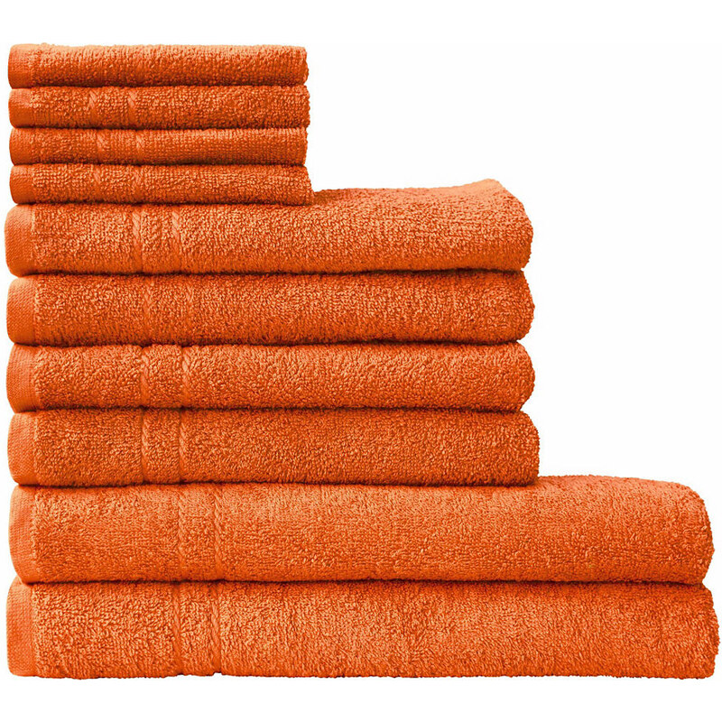 Handtuch Set Kristall mit feiner Bordüre Dyckhoff orange