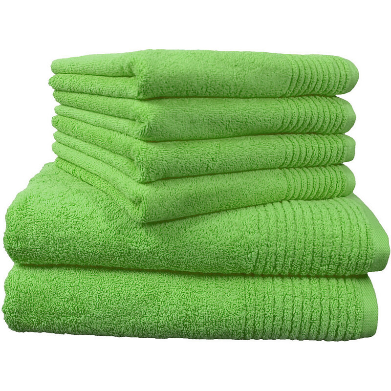 Dyckhoff Handtuch Set Brillant mit Streifenbordüre grün