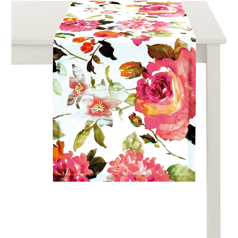 Tischläufer Blütendruck APELT weiß 48x135 cm