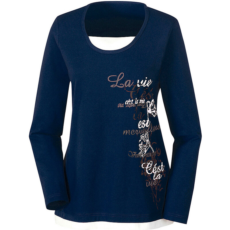 CLASSIC INSPIRATIONEN Damen Classic Inspirationen Shirt mit Druck-Mix im Vorderteil blau 36,38,40,42,44,46,48,50,52,54
