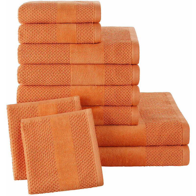 Ecorepublic Home Handtuch Set Leo mit feiner Struktur orange