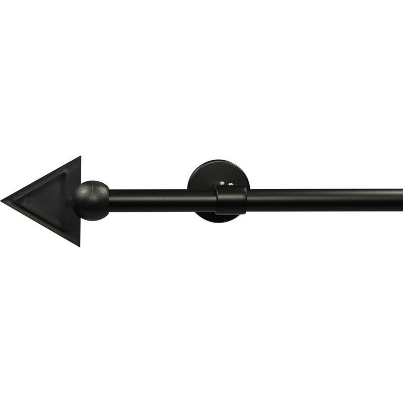 Garesa Gardinenstange 16 mm Pyra ohne Ringe mit geschlossenen Träger nach Maß schwarz