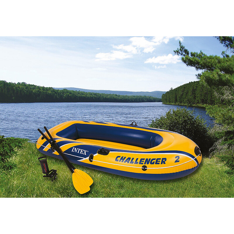 INTEX Sportboot-Set mit Kunststoffpaddel und Luftpumpe Boot-Set Challenger 2 gelb