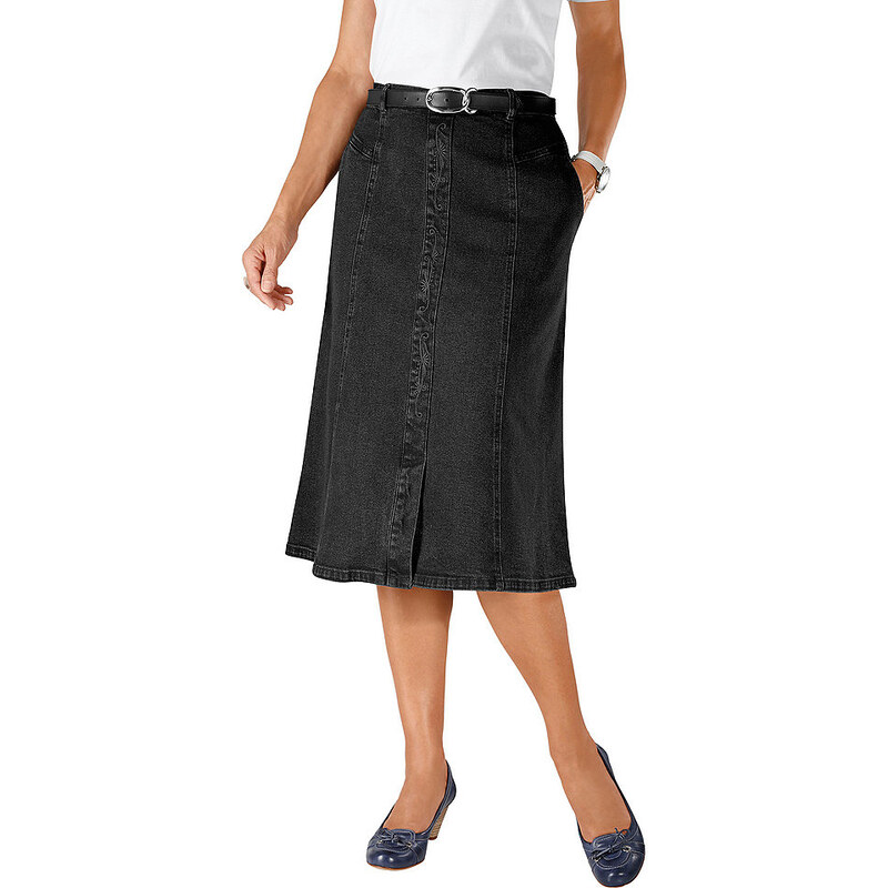 Damen Classic Basics Jeans-Rock in leicht ausgestellter Form CLASSIC BASICS schwarz 19,20,21,22,23,24,25