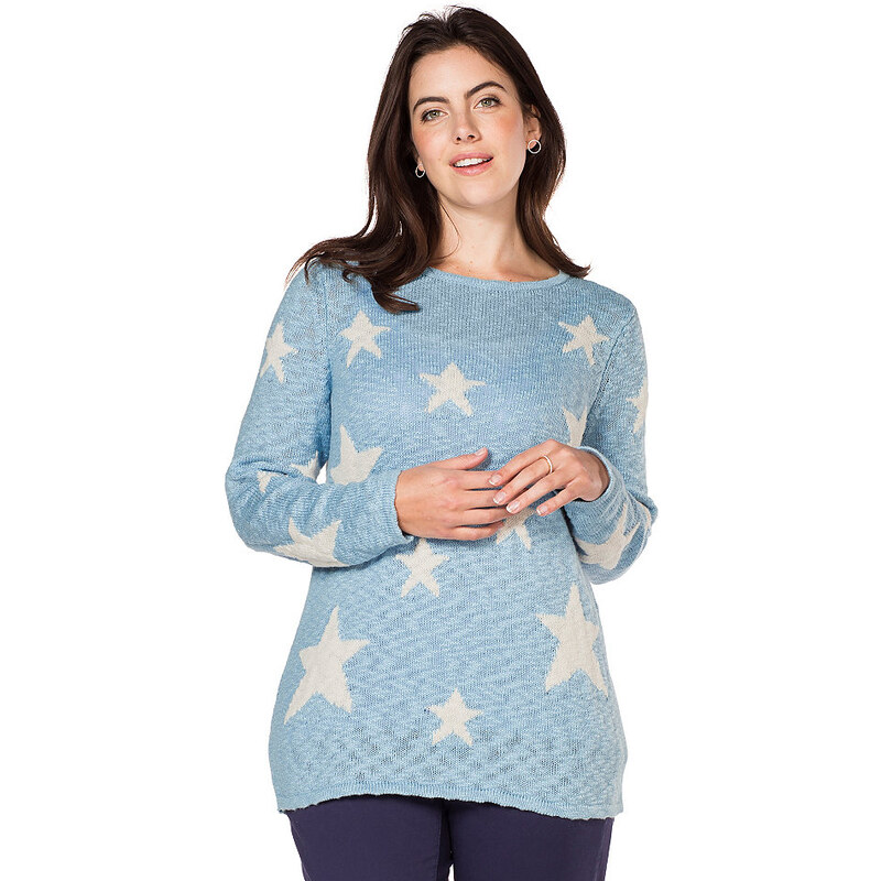 SHEEGO CASUAL Damen Casual Pullover mit Sternenmotiv blau 40/42,48/50,52/54,56/58