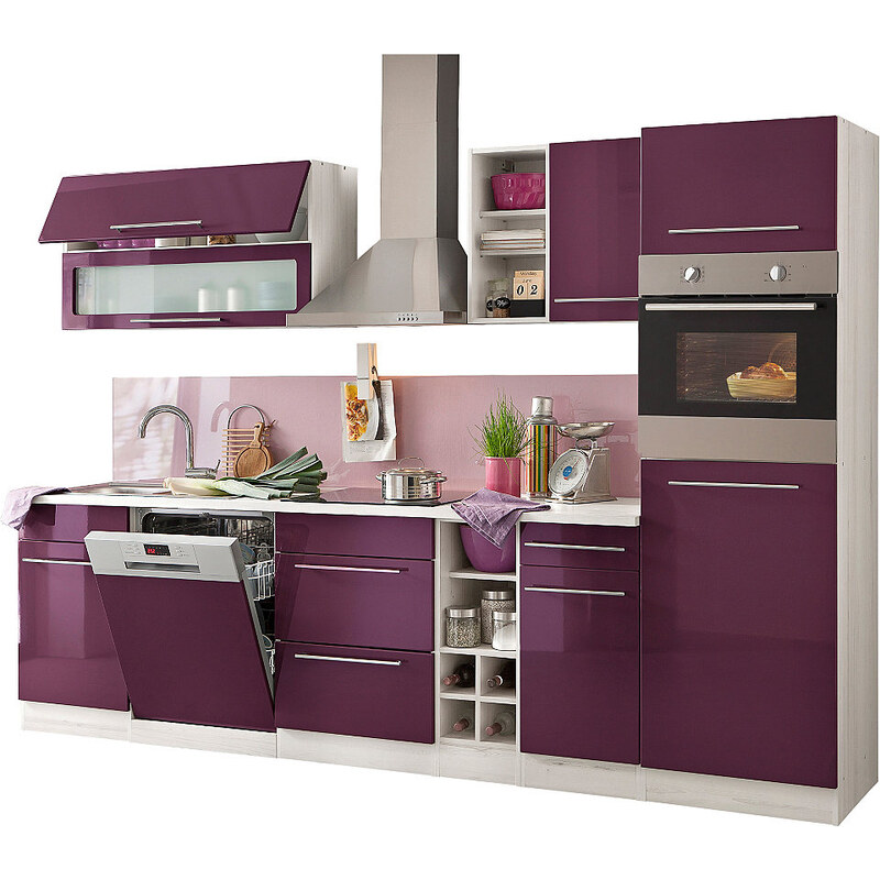 Küchenzeile Avignon mit E-Geräten Breite 300 cm HELD MÖBEL lila