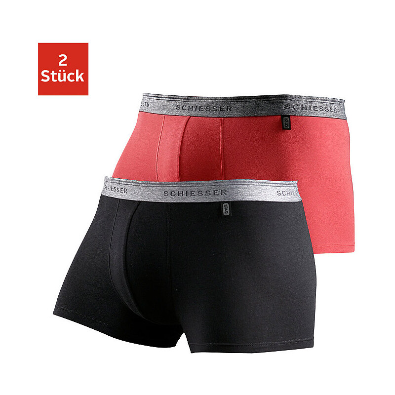 Schiesser Boxer (2 Stück) sportliche Retro Pants in schönen Farben Top-Markenqualität rot 4,5,6,7,8