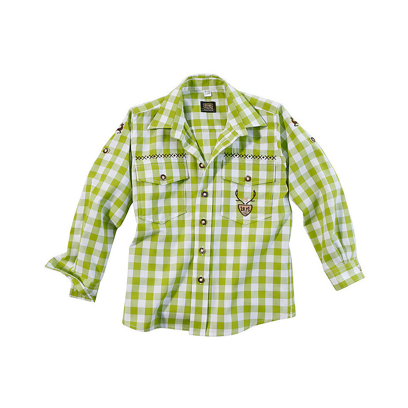 OS-TRACHTEN Kinder Trachtenhemd mit Krempelärmel grün 110/116,122/128,134/140,146/152