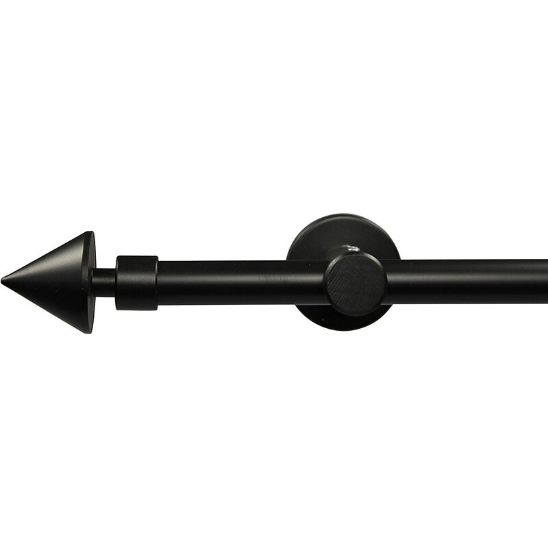 Gardinenstange nach Maß Ø 20 mm Speer ohne Ringe mit geschlossenem Träger Garesa schwarz