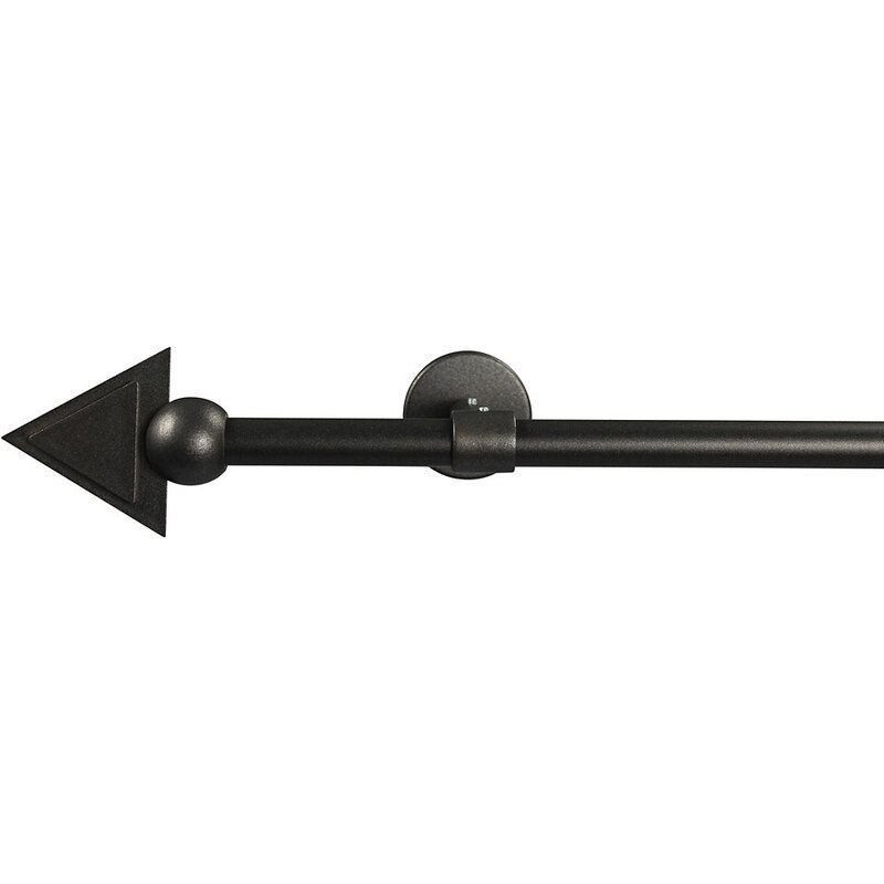 Gardinenstange 16 mm Pyra ohne Ringe mit geschlossenen Träger nach Maß Garesa schwarz
