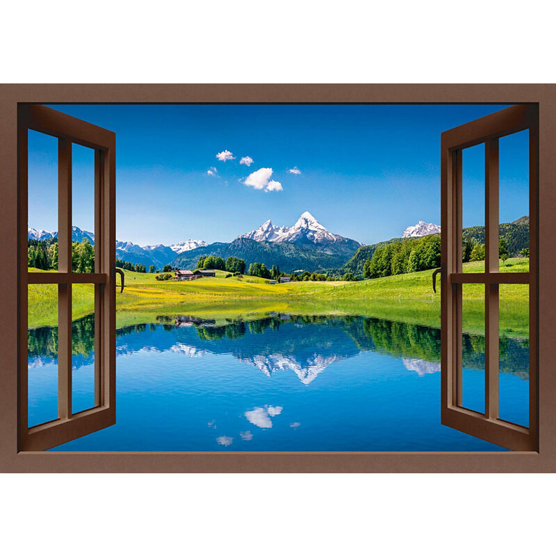 HOME AFFAIRE Leinwandbild canadastock: Panoramasicht auf eine Landschaft in den Alpen 100/70 cm blau