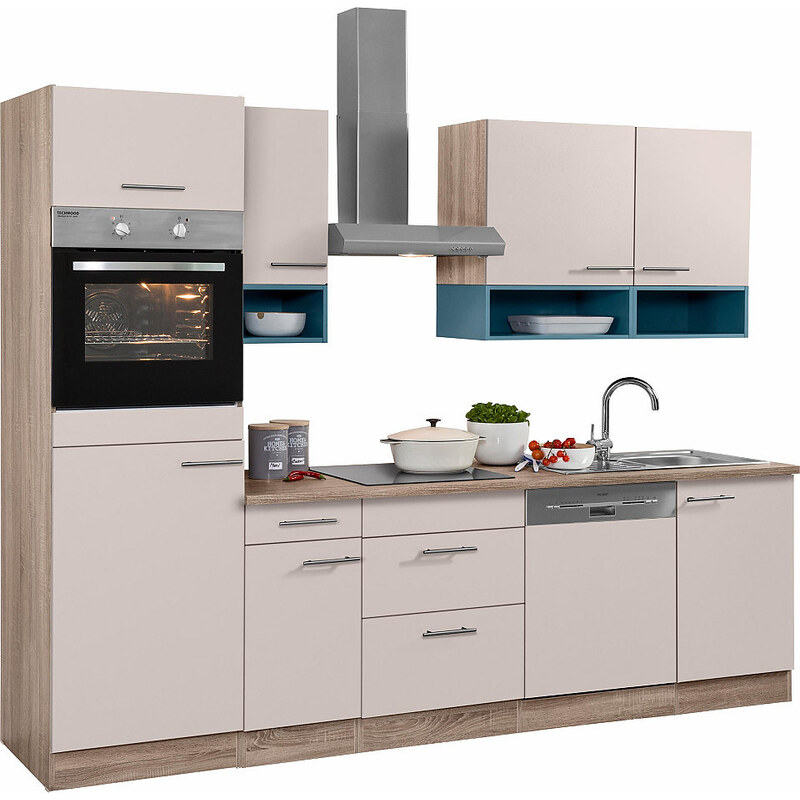 OPTIFIT Küchenzeile mit E-Geräten Korfu Breite 270 cm natur