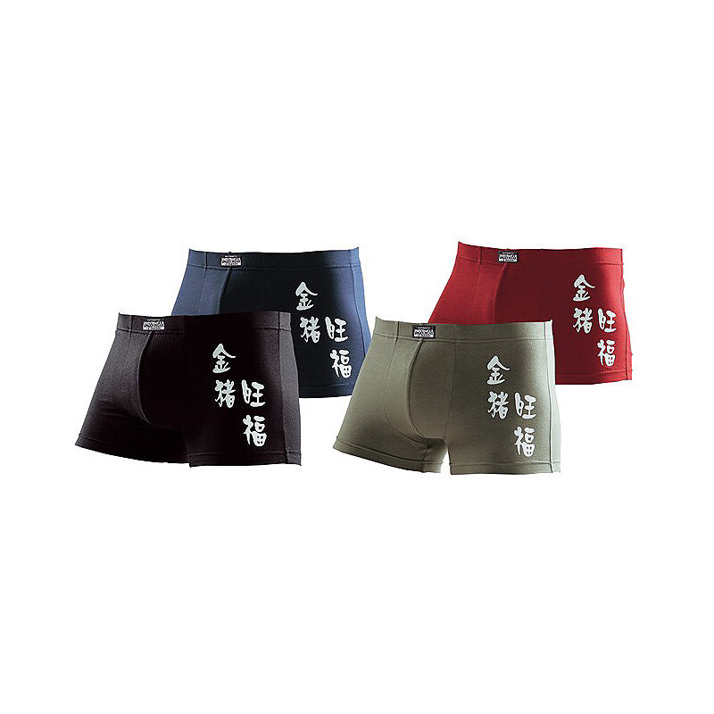 Authentic Underwear Le Jogger Authentic Underwear Boxer (4 Stück) mit chinesischen Schriftzeichen bequemer Baumwoll-Stretch bunt 3,4,5,6,7,8