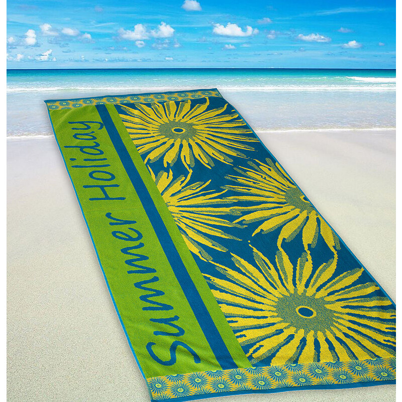 Dyckhoff Strandtuch Summer Holiday mit Sonnenmotiven grün 1x 80x180 cm