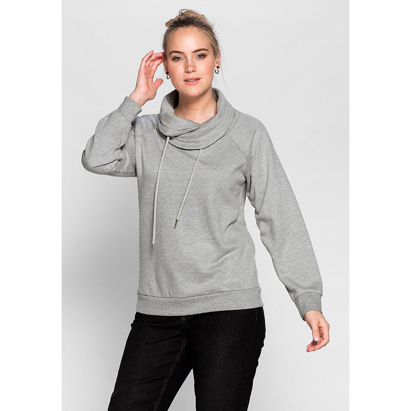Damen Casual Lässiges Sweatshirt mit weitem Kragen SHEEGO CASUAL grau 40/42,44/46,48/50