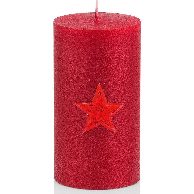WIEDEMANN Wiedemann Marble Rustic Kerze Christmas Star 4er-Set Höhe 13 cm rot