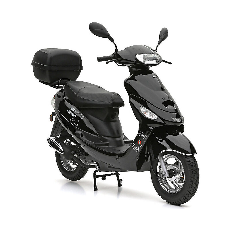 NOVA MOTORS SET: Motorroller inkl. Topcase 49-ccm 45 km/h Eco Fox schwarz