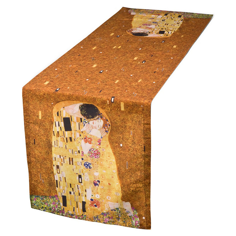 Tischläufer nach Klimt Der Kuss -Lebensbaum Goebel goldfarben 40x140 cm