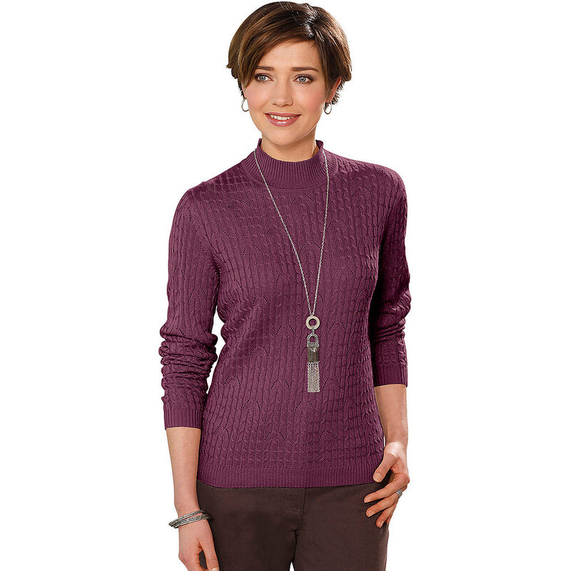 COLLECTION L. Damen Collection L. Pullover mi Strickmuster rot 38,40,42,44,46,48,50,52,54
