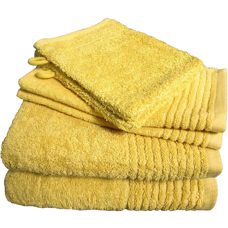 Dyckhoff Handtuch Set Brillant mit Streifenbordüre gelb
