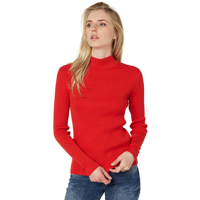 Damen Pullover gerippter Pullover TOM TAILOR DENIM rot L,XL