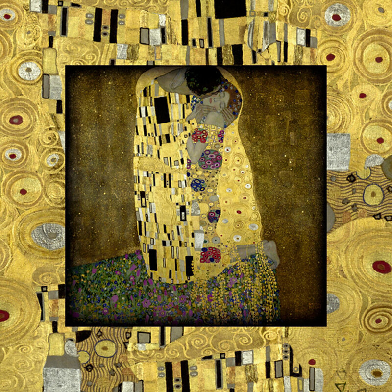 Bild Kunstdruck G. Klimt: Der Kuß 50,4/50,4 cm HOME AFFAIRE gelb