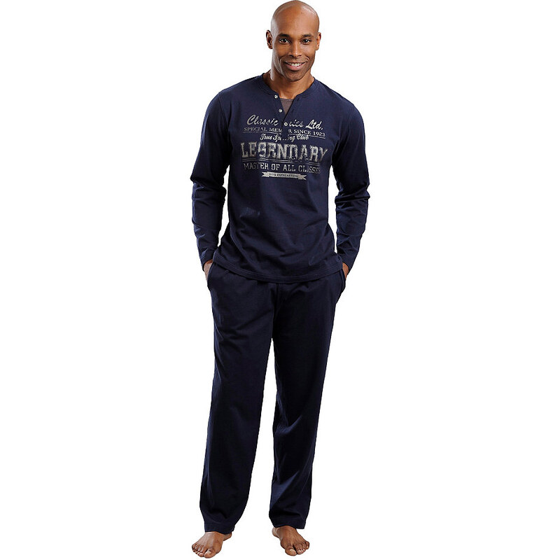 Jersey-Pyjama lang H.I.S blau 44/46,52/54,56/58