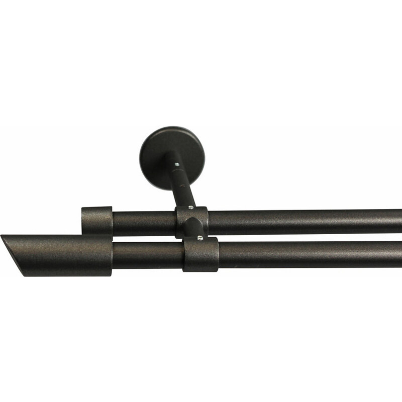 Garesa Gardinenstange 16 mm Zyli ohne Ringe mit geschlossenen Träger nach Maß schwarz