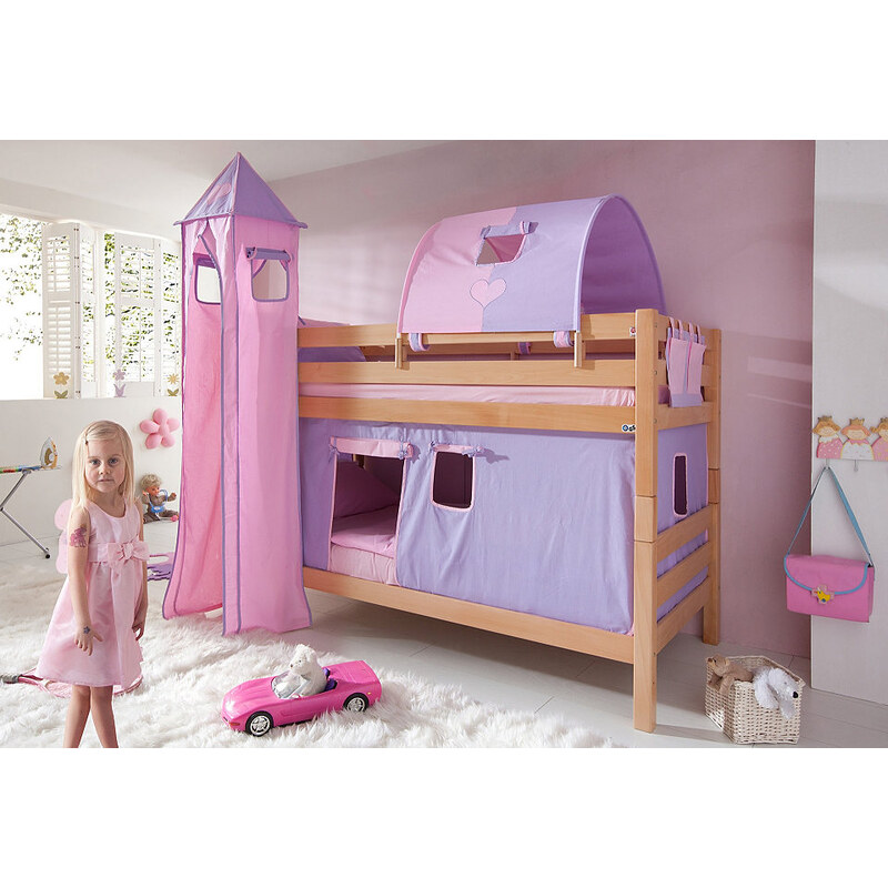 Kinder Einzel-/Etagenbett Set 4-tlg. RELITA purple/rosa, Herz