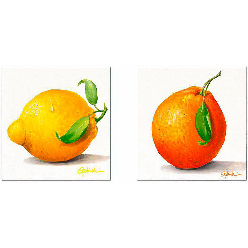Deco-Panel Obst: Zitrone/ 2x 30/30 cm PREMIUM PICTURE gelb