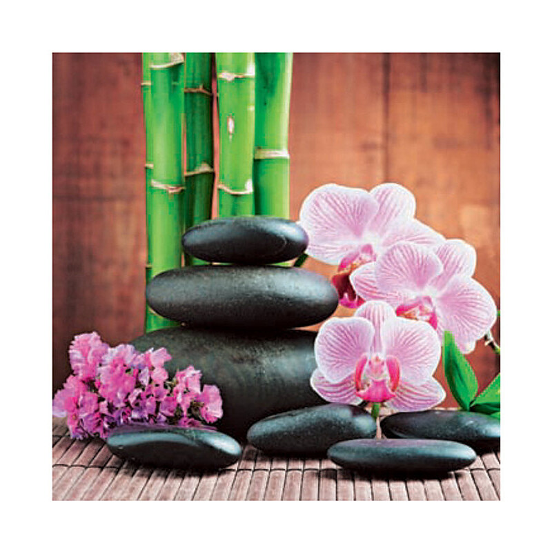 Artland Glasbild Spa concept with zen stones and orchid 30/30 cm rosa