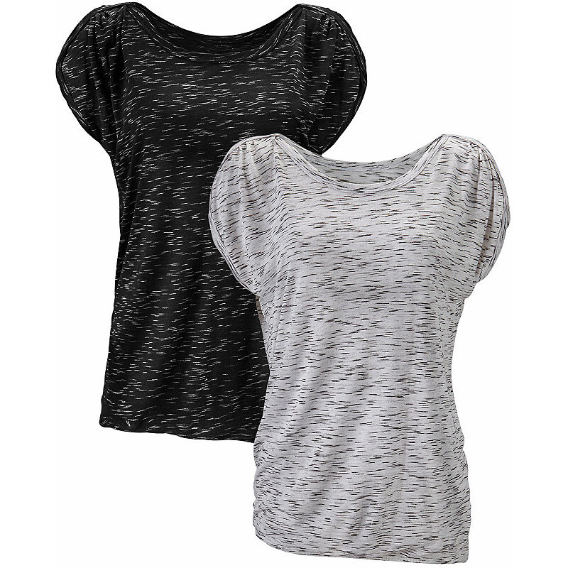 Damen T-Shirt mit Schulterraffung (2 Stück) Lascana Farb-Set 32/34,36/38,40/42,44/46