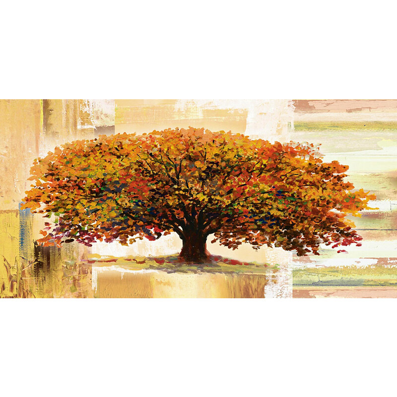 HOME AFFAIRE Glasbild A. S.: Herbstbaum auf abstraktem Hintergrund 100/50 cm braun